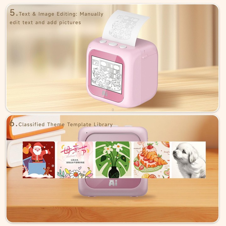 B6 AI Intelligent Kids Printer with 2.8-inch Screen(Red)