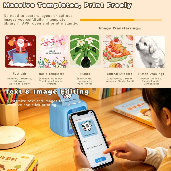 B6 AI Intelligent Kids Printer with 2.8-inch Screen(Pink)