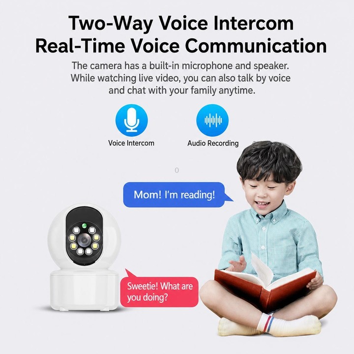 K12 Wireless WIFI Home Security Camera, Supports HD Night Vision and Two-Way Audio(White)