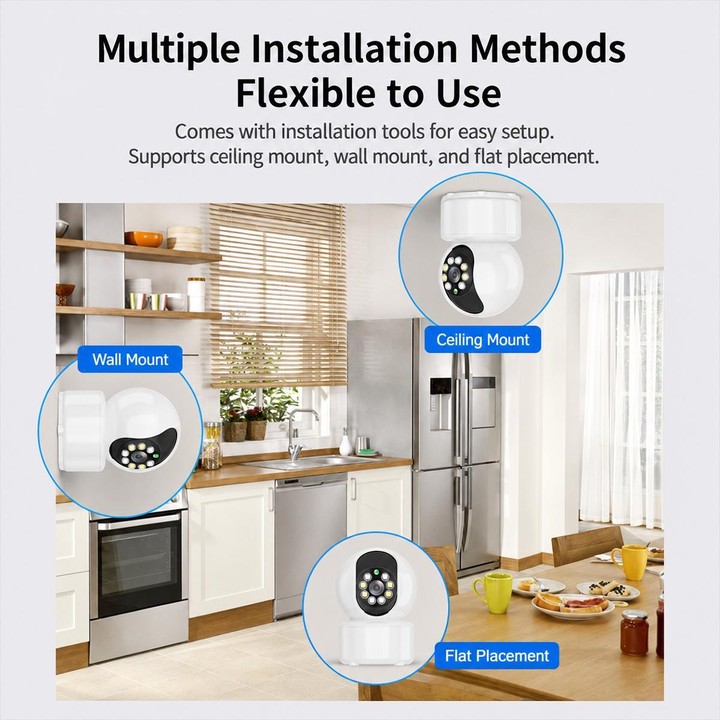 K12 Wireless WIFI Home Security Camera, Supports HD Night Vision and Two-Way Audio(White)