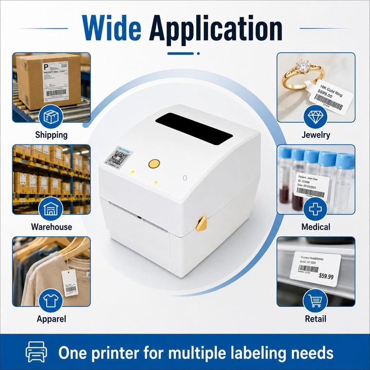 Xprinter XP-429B 4 inch Desktop Thermal Barcode Label Printer with Bluetooth and USB 2.0 Port(White)