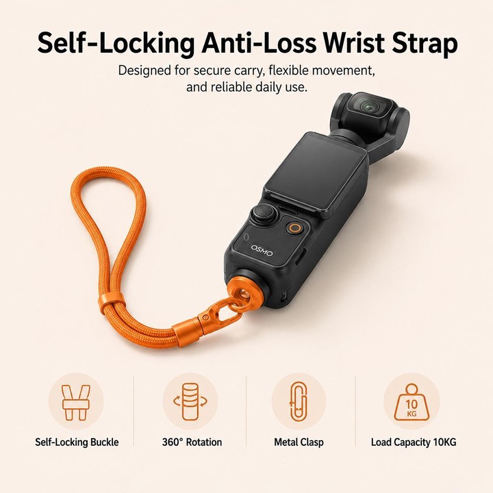 XDcase 4-in-1 Set Camera Wrist Strap Phone Lanyard for DJI, Insta360, GoPro and Other Action Cameras(Orange)