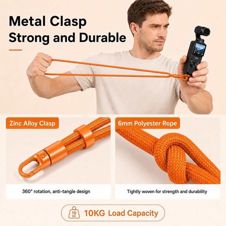 XDcase 4-in-1 Set Camera Wrist Strap Phone Lanyard for DJI, Insta360, GoPro and Other Action Cameras(Orange)