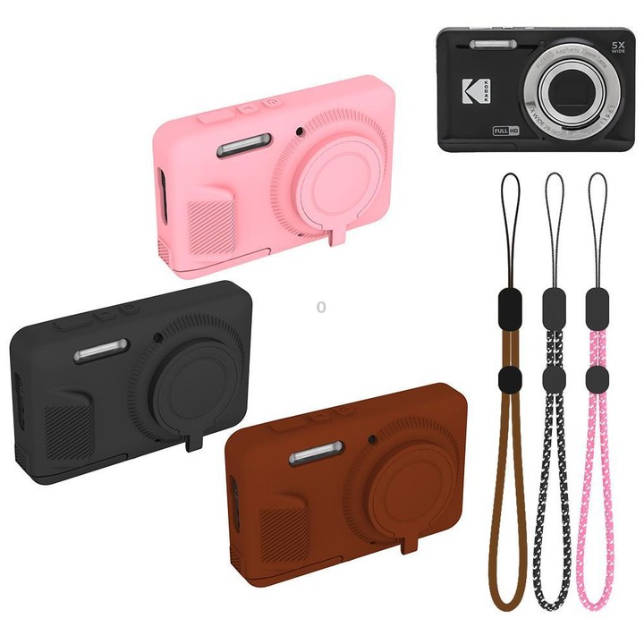 For Kodak PIXPRO FZ55 Soft Silicone Camera Protective Case with Wrist Strap(Black)