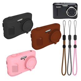 For Kodak PIXPRO FZ45 Soft Silicone Camera Protective Case with Wrist Strap(Black)