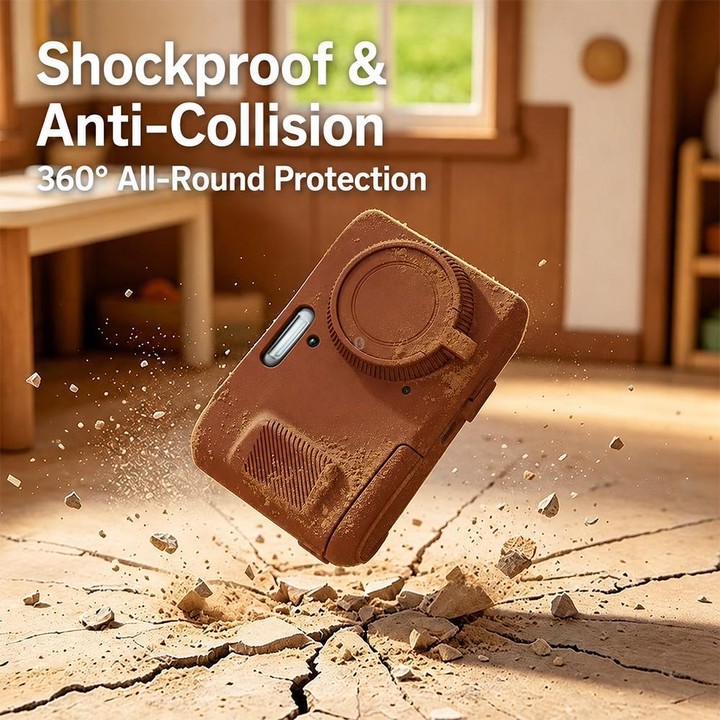 For Kodak PIXPRO FZ45 Soft Silicone Camera Protective Case with Wrist Strap(Brown)