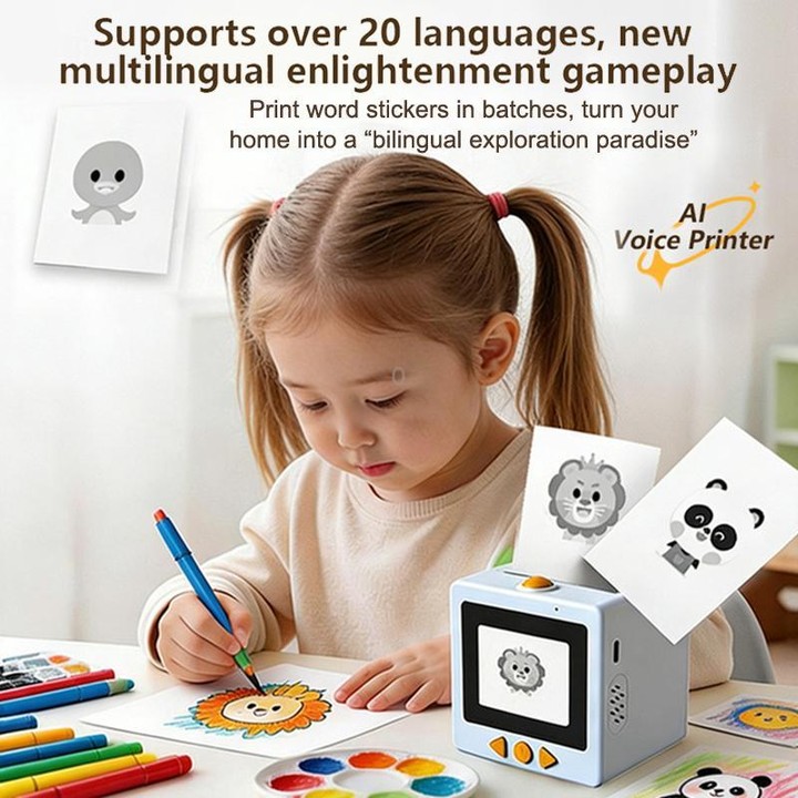 D5 2.4 inch IPS Screen Portable Pocket AI Smart Voice Control Kids Thermal Printer(Blue)