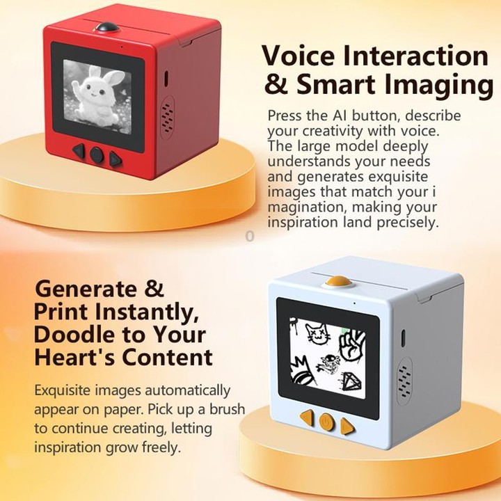 D5 2.4 inch IPS Screen Portable Pocket AI Smart Voice Control Kids Thermal Printer(White)