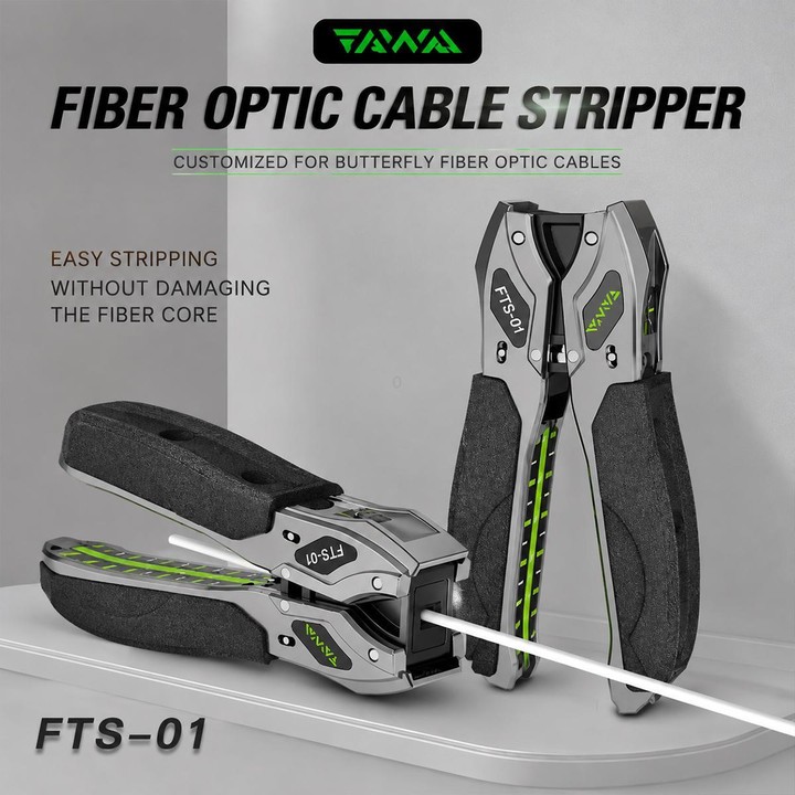 FTS-01 Optical Fiber Drop Cable Stripper for 2-3mm Butterfly Drop Cable Fiber Optic Cable Stripping Tool(Grey)