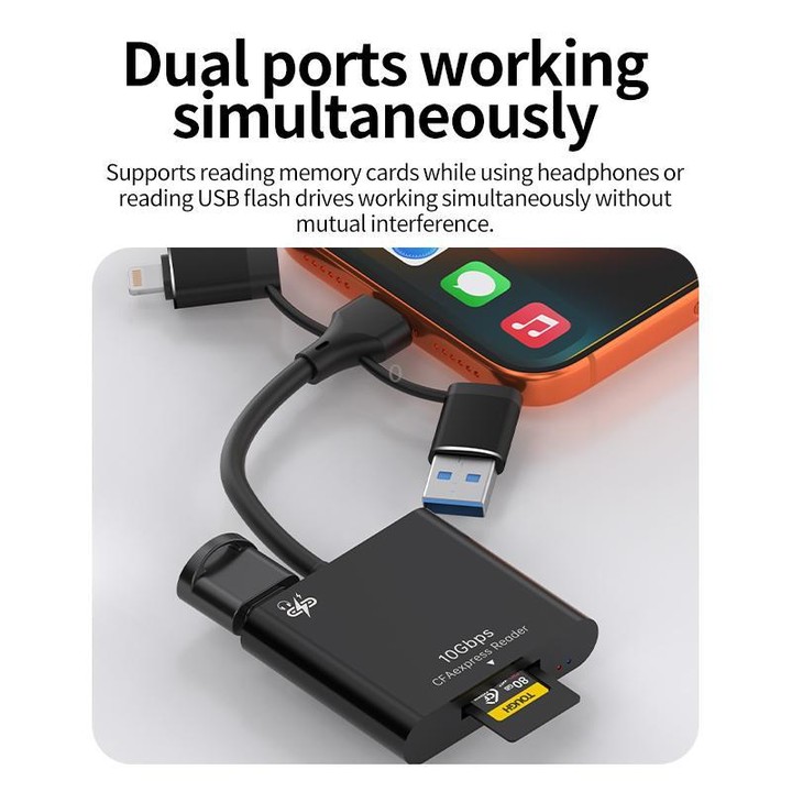3 in 1 CFA Express-A High-Speed ​​Gigabit Card Reader(Black)