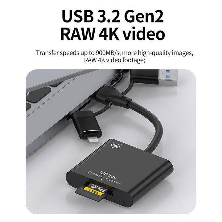 3 in 1 CFA Express-A High-Speed ​​Gigabit Card Reader(Black)