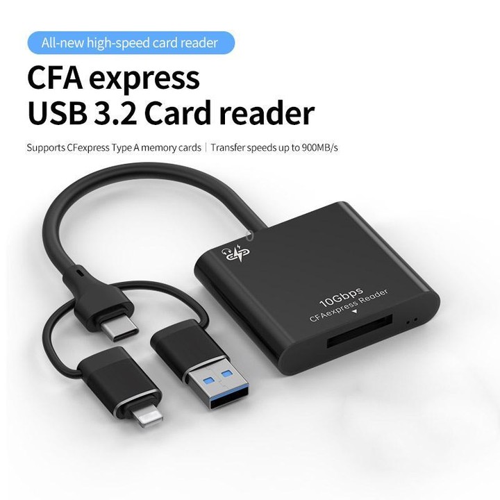 3 in 1 CFA Express-A High-Speed ​​Gigabit Card Reader(Black)