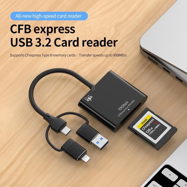 3 in 1 CFB Express-B High-Speed ​​Gigabit Card Reader(Black)