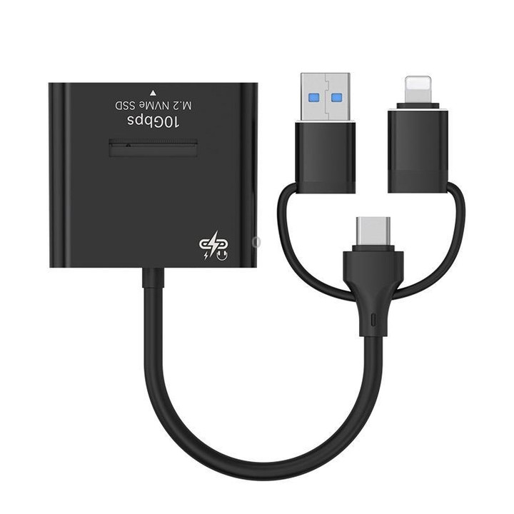 3-in-1 M.2 NVMe SSD Gigabit Card Reader Hard Drive Enclosure(Black)