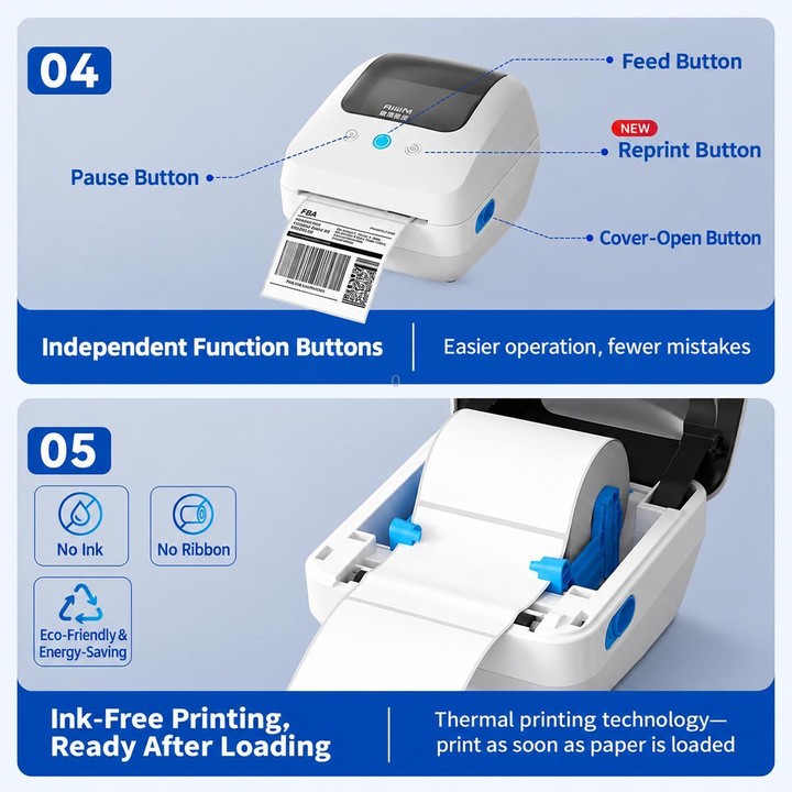 QIRUI Label Printer Bluetooth Thermal Barcode Label Printer QR-888XPro(EU Plug)