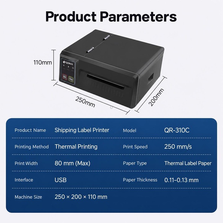 QIRUI Industrial Thermal Receipt Express Bluetooth Printer, Model:QR-410S(EU Plug)