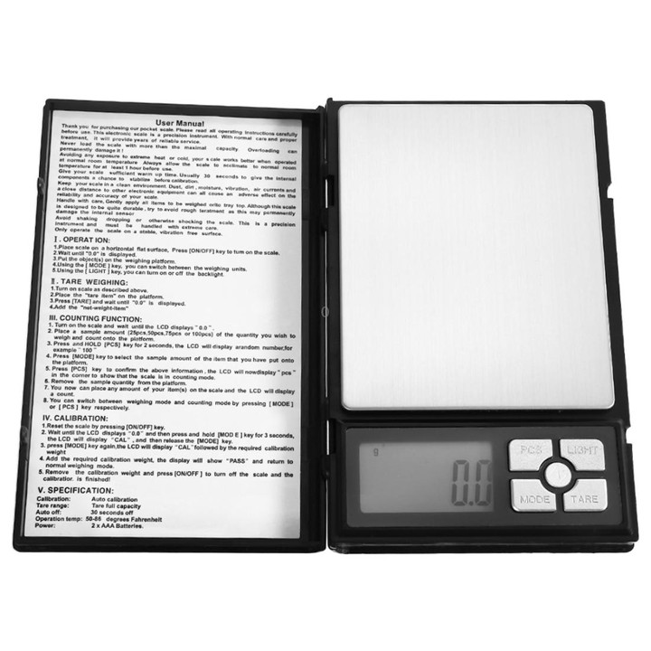 MH-1108 Notebook Shape High Precision Electronic Diamond Gold Jewelry Scale (0.1g~2000g), Excluding Batteries