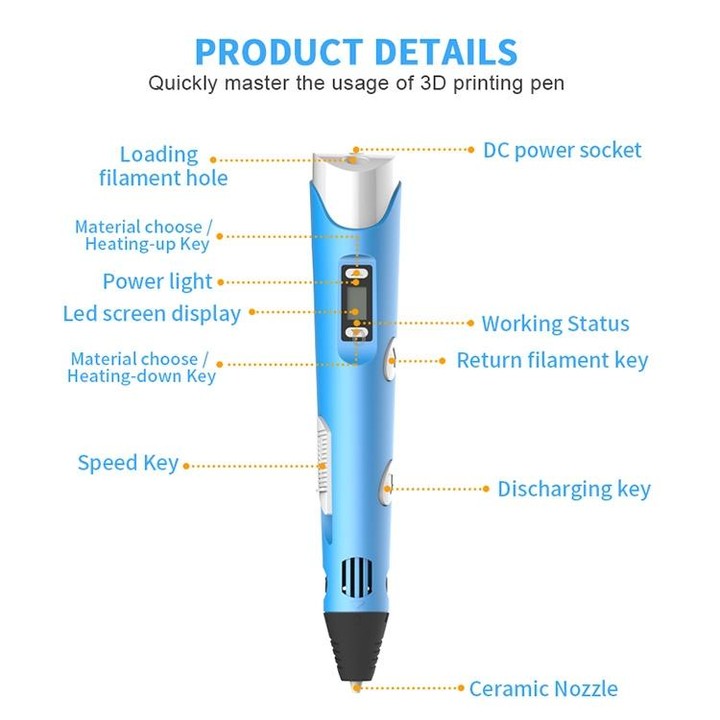 Hand-held 3D Printing Pen, UK Plug (Purple)