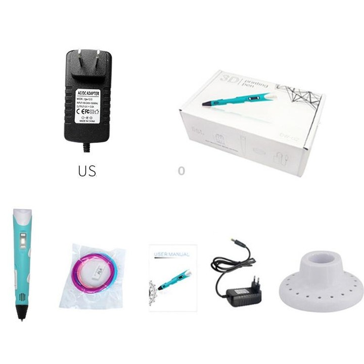 Hand-held 3D Printing Pen, US Plug(Blue)