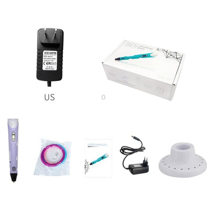 Hand-held 3D Printing Pen, US Plug(Purple)