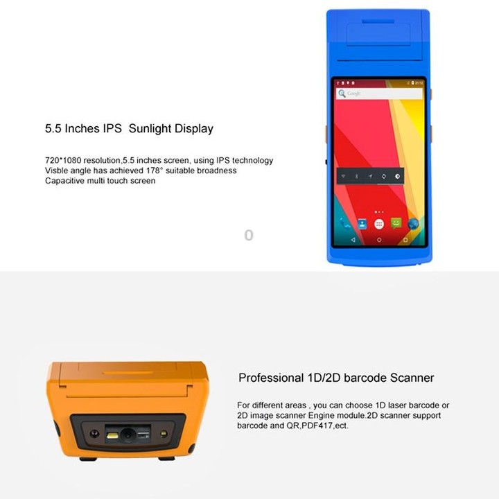 PDA-5501 Multi-function 5.5 inch IPS Screen IP65 Protection All-in-one Intelligent Terminal, Built-in Thermal Line Printer & MIC