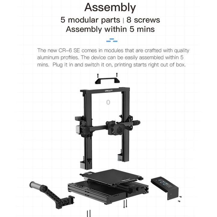 CREALITY CR-6 SE 350W Intelligent Leveling-free DIY 3D Printer, Print Size : 23.5 x 23.5 x 25cm, EU Plug