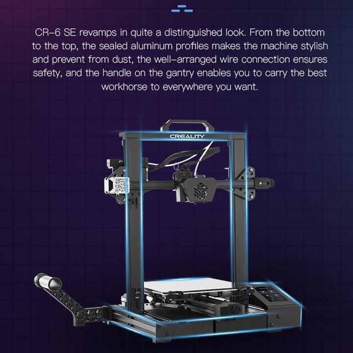 CREALITY CR-6 SE 350W Intelligent Leveling-free DIY 3D Printer, Print Size : 23.5 x 23.5 x 25cm, US Plug