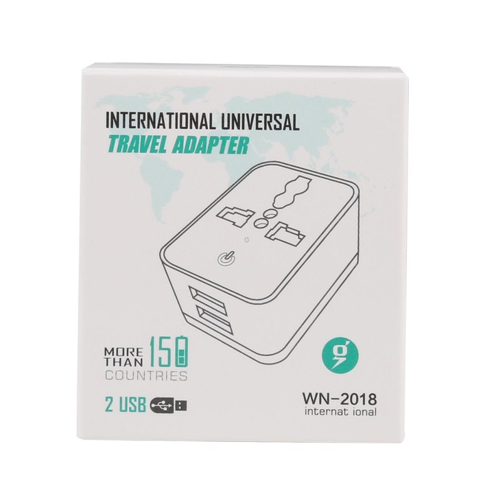 WN-2018 Dual USB Travel Charger Power Adapter Socket, UK Plug