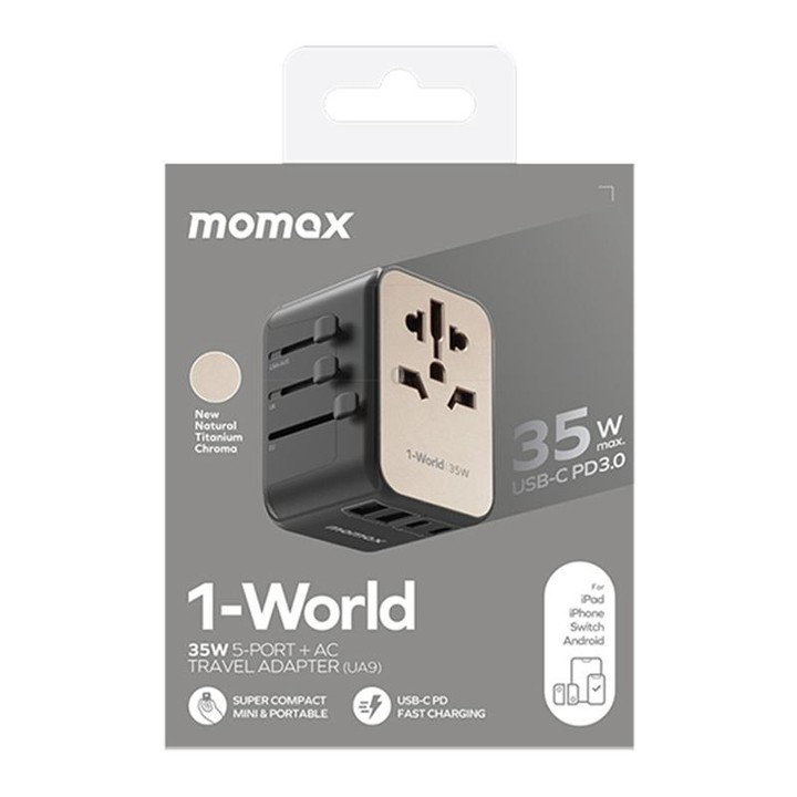MOMAX 1-World UA9 PD 35W Fast Charger Power Adapter (Gold)