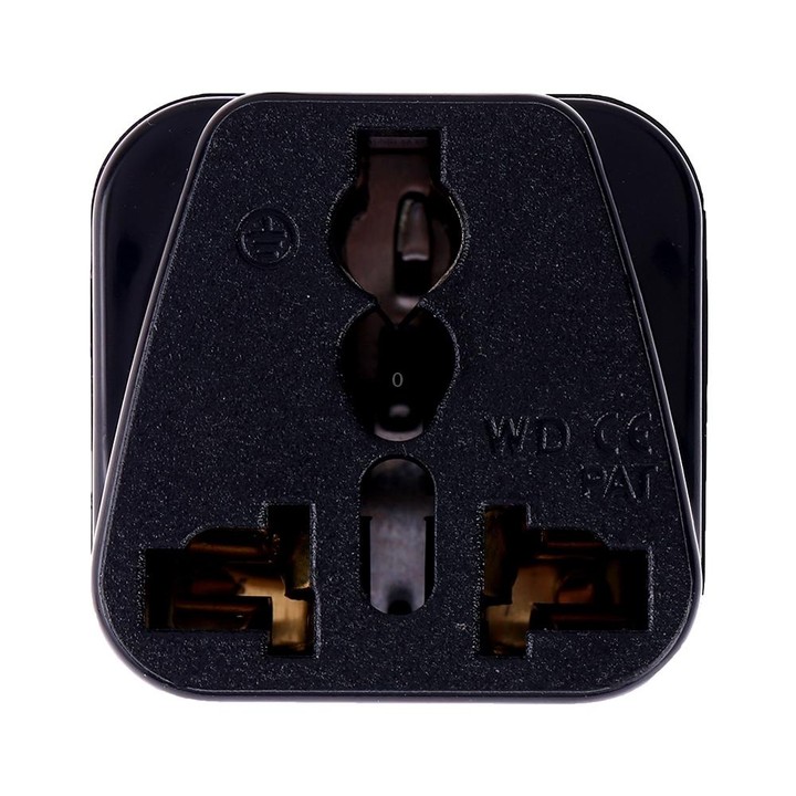 Portable Universal Socket to UK Plug Power Adapter Travel Charger with Fuse(Black)