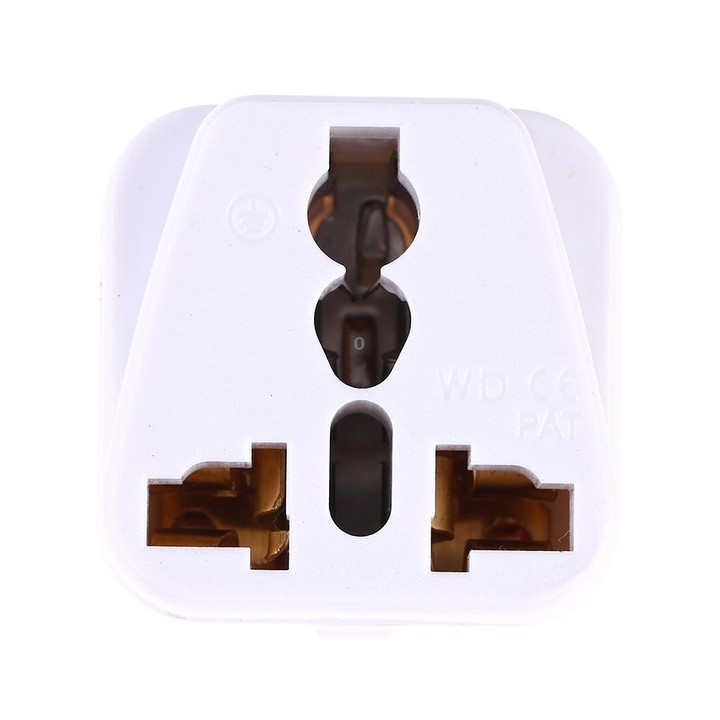 Portable Universal Socket to UK Plug Power Adapter Travel Charger with Fuse(White)