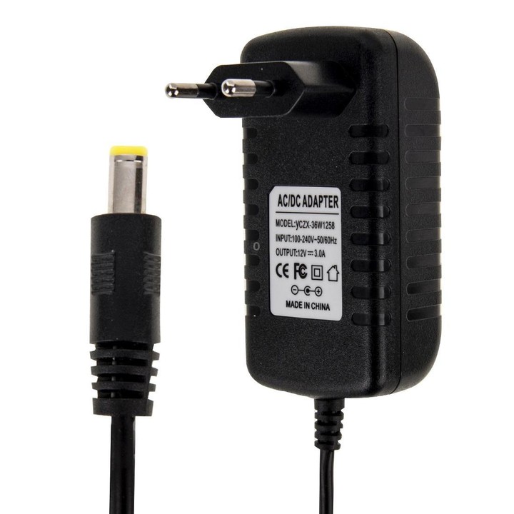 EU Plug AC 100-240V to DC 12V 5A Power Adapter, Tips: 5.5 x 2.1mm, Cable Length: about 1.2m (Black)