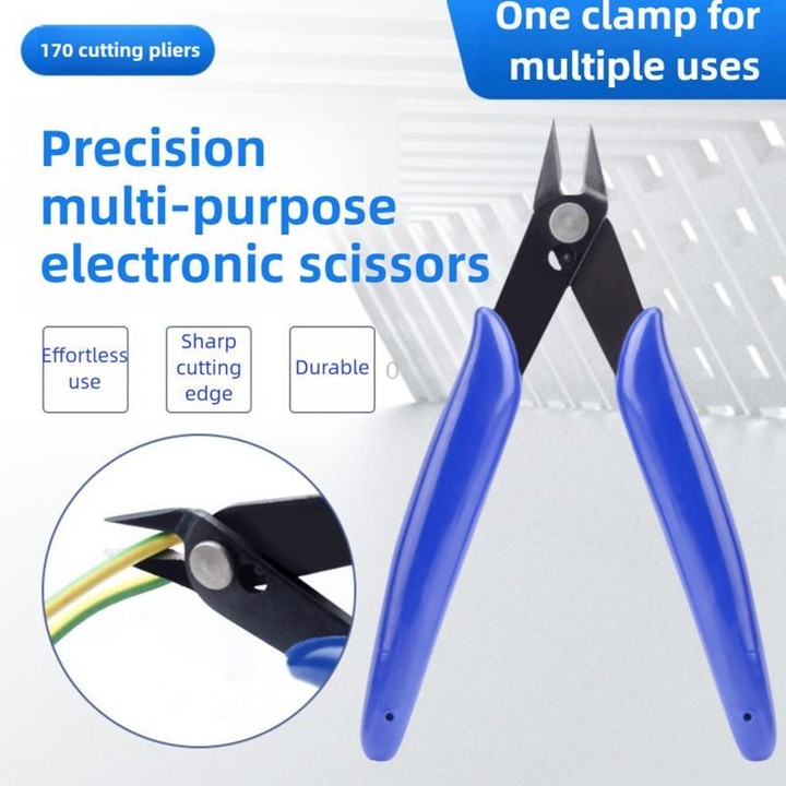 170 Electronic Pliers Diagonal Side Cutting Cable Wire Cutter Repair Hand Tool(Dark Blue)