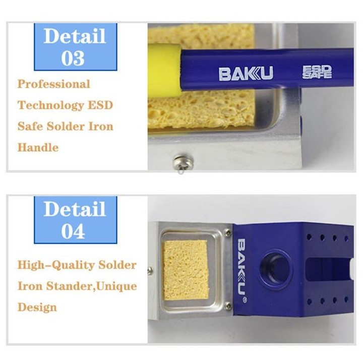 BAKU BK-601D AC 220V LED Display 2 in 1 Hot Air Gun Soldering Iron Soldering Station