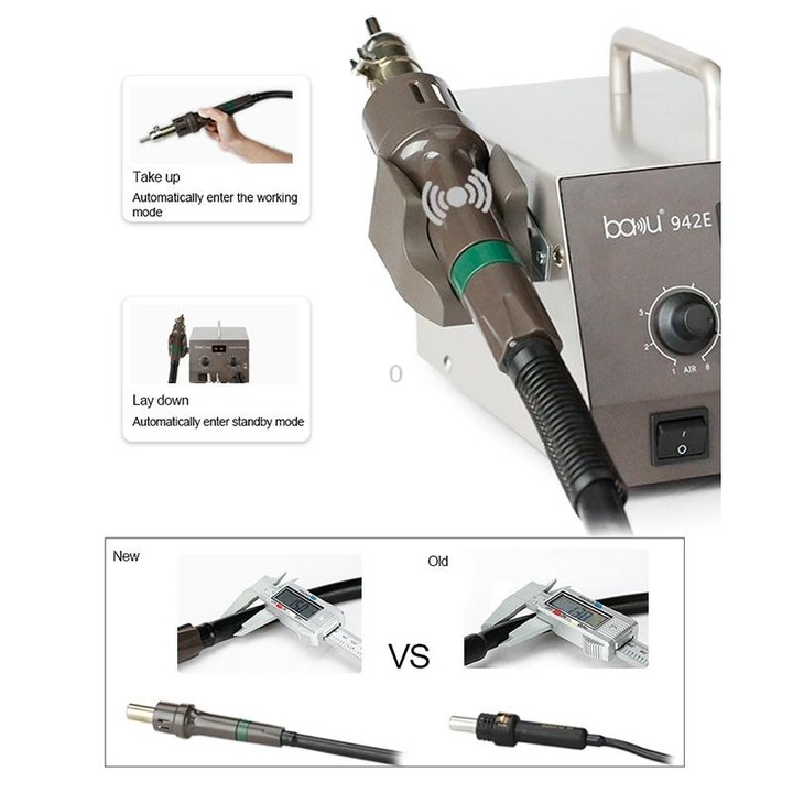 BAKU BA-942E 220V Digital Display Adjustable Temperature Hot Air Gun Desoldering Station Set, EU Plug