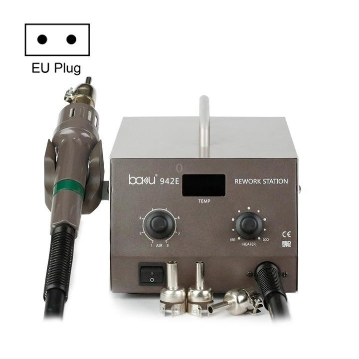 BAKU BA-942E 220V Digital Display Adjustable Temperature Hot Air Gun Desoldering Station Set, EU Plug