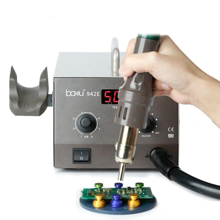 BAKU BA-942E 220V Digital Display Adjustable Temperature Hot Air Gun Desoldering Station Set, EU Plug
