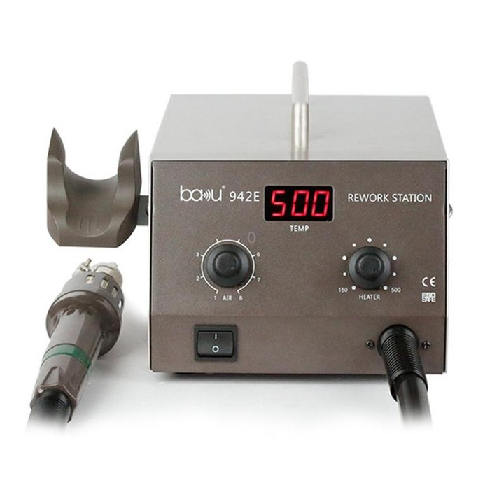 BAKU BA-942E 220V Digital Display Adjustable Temperature Hot Air Gun Desoldering Station Set, EU Plug