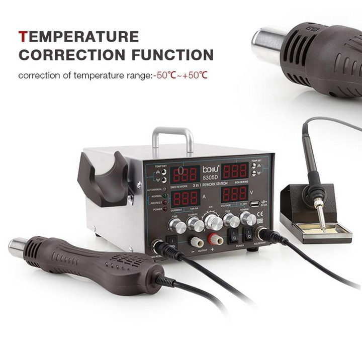 BAKU ba-8305D 220V 3 in 1 4 Digital Display Hot Air Gun Set, EU Plug