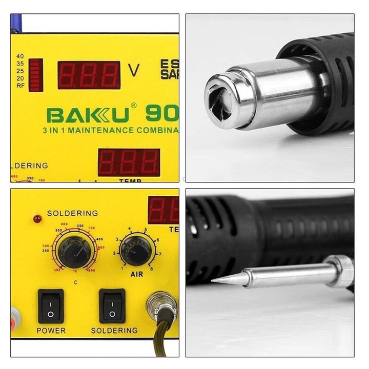 BAKU BK-909 BGA Rework Solder Station Hot Air Gun Welder Equipment, EU Plug