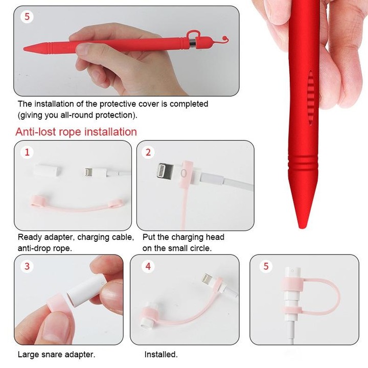 Apple Pen Cover Anti-lost Protective Cover for Apple Pencil (Pink)