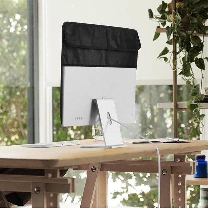 For 24 inch Apple iMac Portable Dustproof Cover Desktop Apple Computer LCD Monitor Cover with Storage Bag(Black)