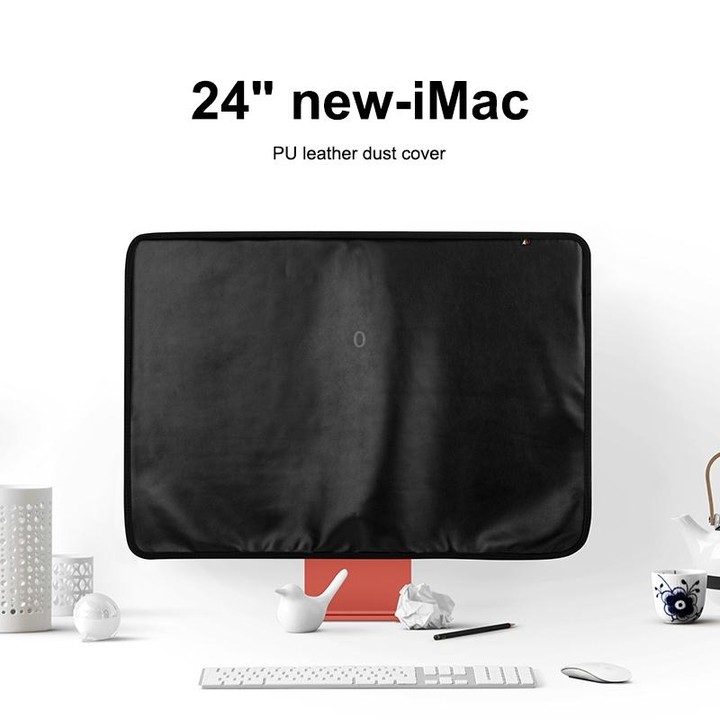 For 24 inch Apple iMac Portable Dustproof Cover Desktop Apple Computer LCD Monitor Cover with Storage Bag(Black)