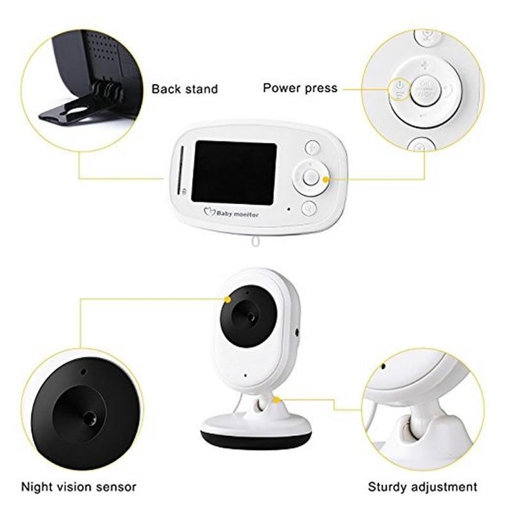 BM-SP820 2.4 inch LCD 2.4GHz Wireless Surveillance Camera Baby Monitor with 7-IR LED Night Vision, Two Way Voice Talk(White)