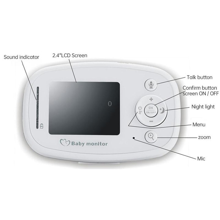 BM-SP820 2.4 inch LCD 2.4GHz Wireless Surveillance Camera Baby Monitor with 7-IR LED Night Vision, Two Way Voice Talk(White)