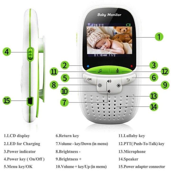 VB602 2.4 inch LCD 2.4GHz Wireless Surveillance Camera Baby Monitor, Support Two Way Talk Back, Night Vision (Grey)