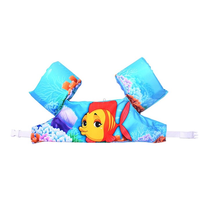 Fish Pattern Children Swimming Lifesaving Equipment Buoyancy Swimsuit Vest Sleeves Back Floating Arm Swim Rings Snorkeling Suit,
