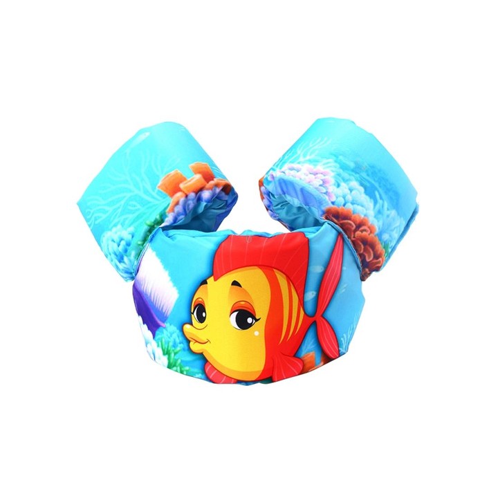 Fish Pattern Children Swimming Lifesaving Equipment Buoyancy Swimsuit Vest Sleeves Back Floating Arm Swim Rings Snorkeling Suit,