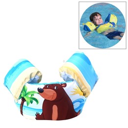 Grey Bear Pattern Children Swimming Lifesaving Equipment Buoyancy Swimsuit Vest Sleeves Back Floating Arm Swim Rings Snorkeling