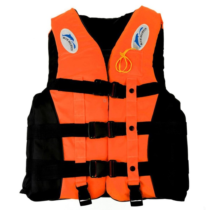 Drifting Swimming Fishing Life Jackets with Whistle for Adults & Children,Size: L(Orange)
